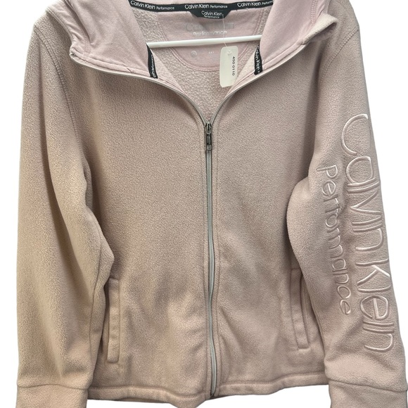 Calvin Klein performance fleece hoodie womens size L pink with silver hardware - Picture 6 of 12
